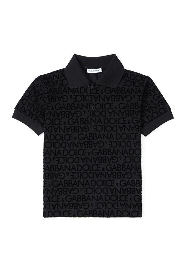 

Черная футболка с воротником-поло для мальчика Dolce&Gabbana