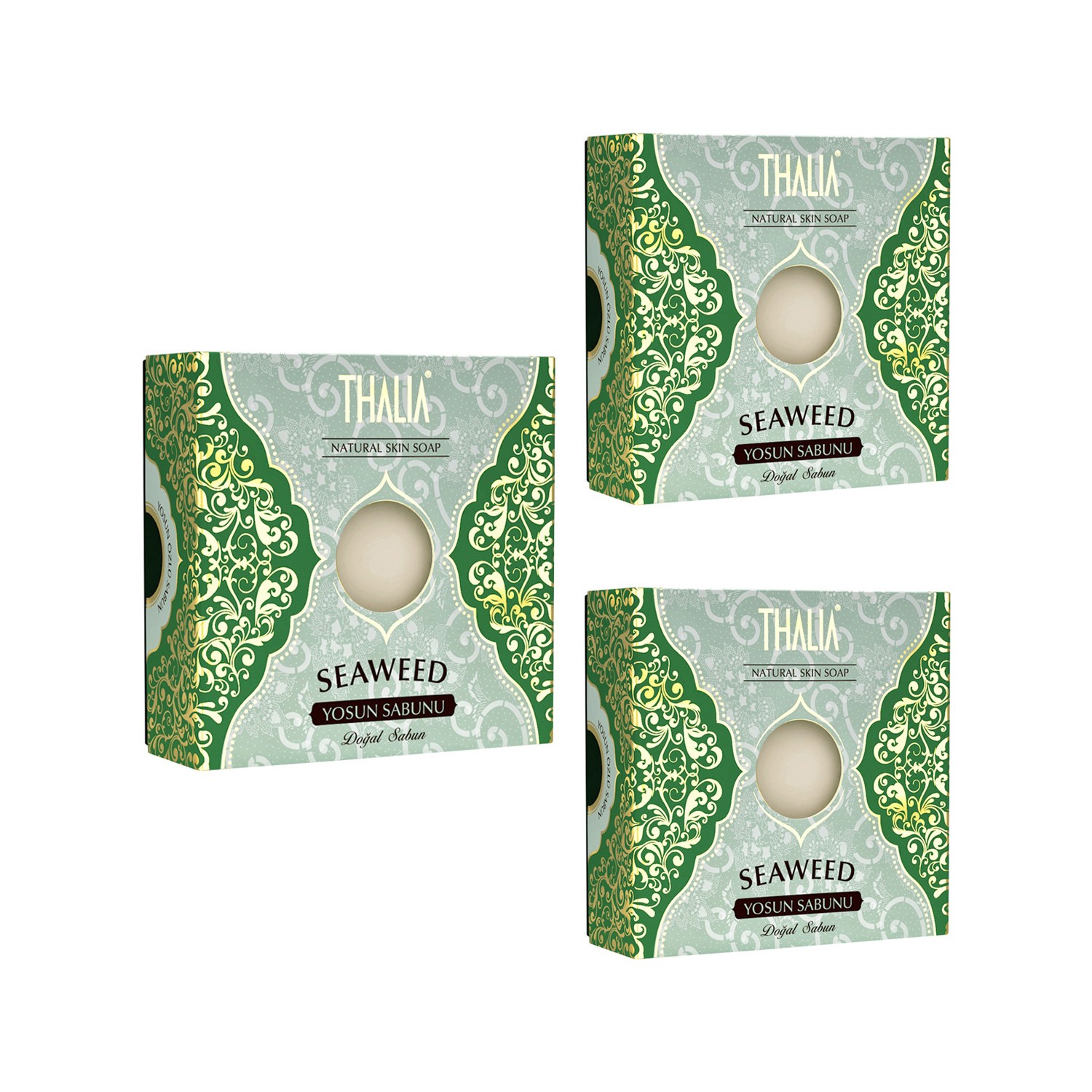мыло thalia натуральное с экстрактом козьего молока 3 упаковки Натуральное мыло Thalia с морскими водорослями, 3 x 125 г
