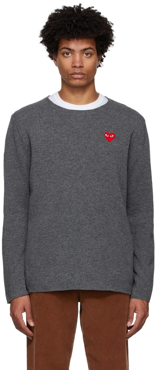 

Серый шерстяной свитер с нашивкой в ​​виде сердца Comme des Garçons Play
