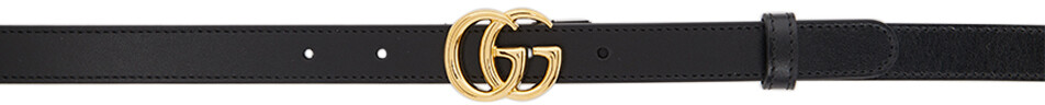 

Черный тонкий ремень с узором GG Marmont Gucci