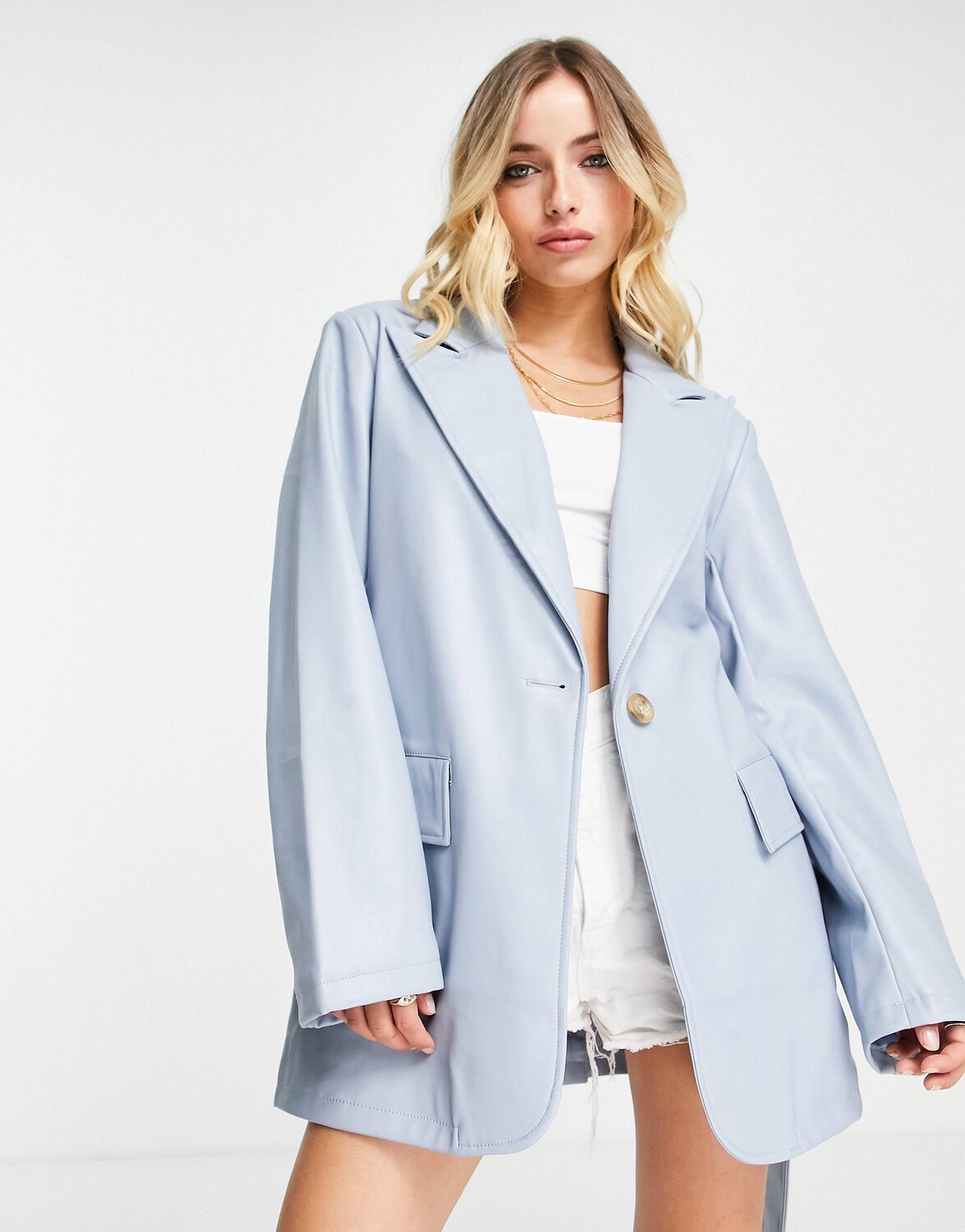 

Синий пиджак из искусственной кожи для папы ASOS DESIGN