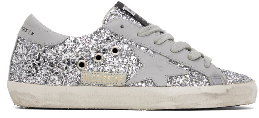 

Эксклюзивные серебряные кроссовки SSENSE Super-Star Golden Goose, Серый