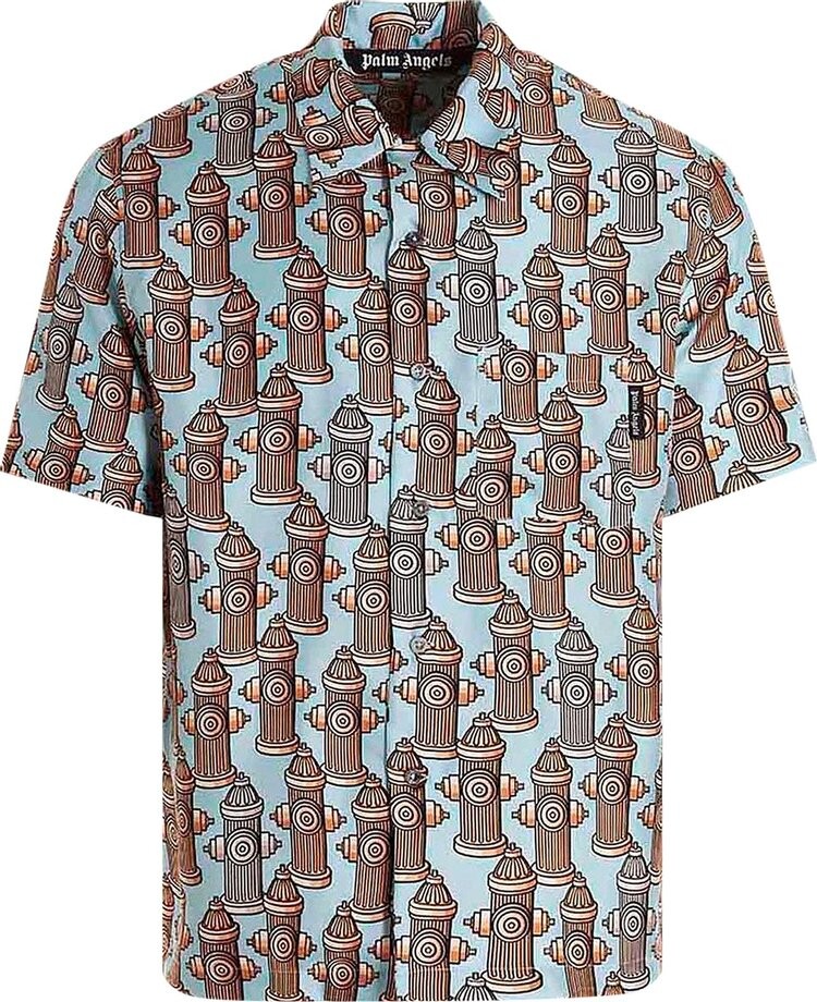 

Рубашка Palm Angels Fire Hydrant Bowling Shirt 'Light Blue/Brown', синий
