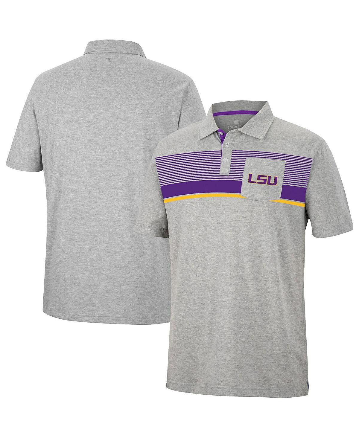 

Мужская рубашка поло с мелким серым оттенком lsu tigers golfer pocket Colosseum, мульти