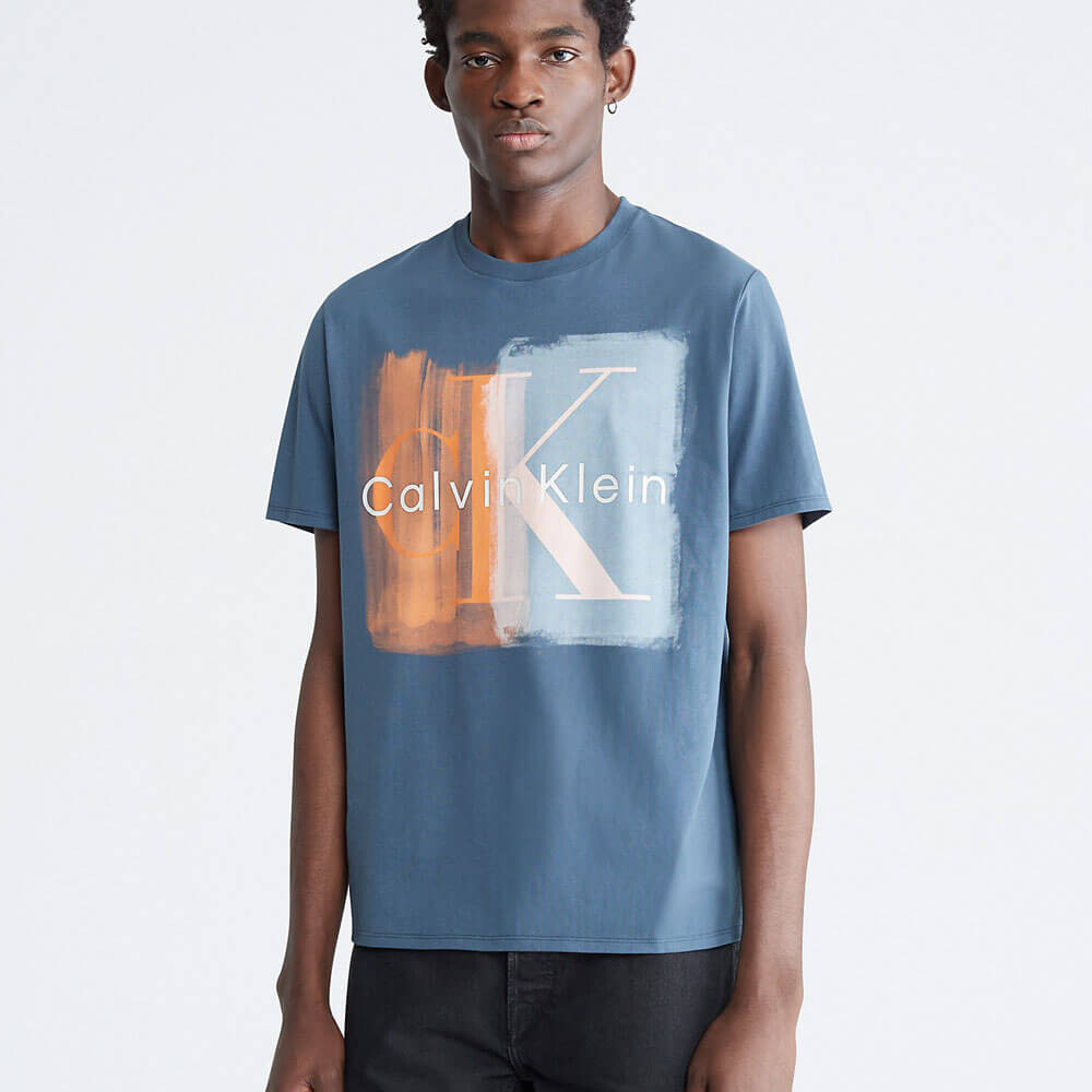 

Футболка Calvin Klein Contrast Monogram Logo Crewneck, голубой