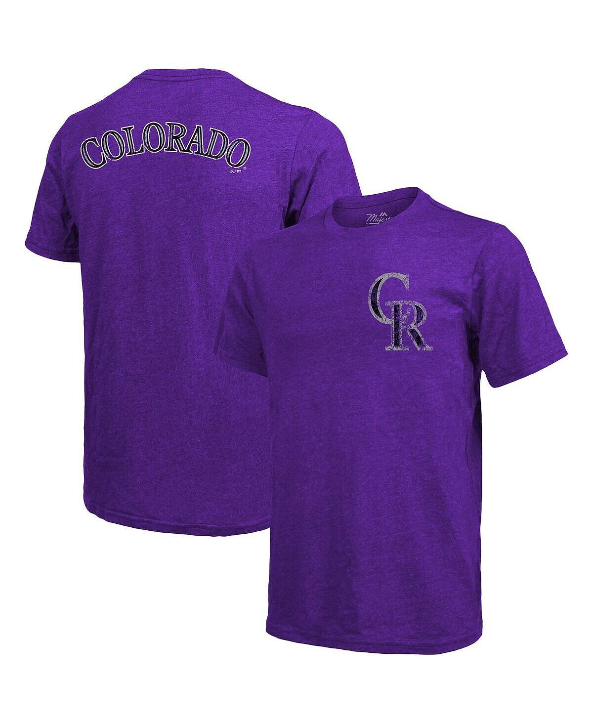 

Мужская футболка threads purple colorado rockies throwback logo tri-blend Majestic, фиолетовый