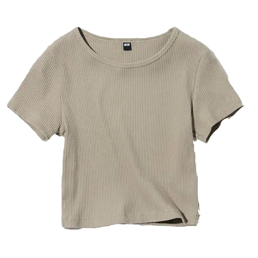 

Футболка Uniqlo Ribbed Cropped, зелёный