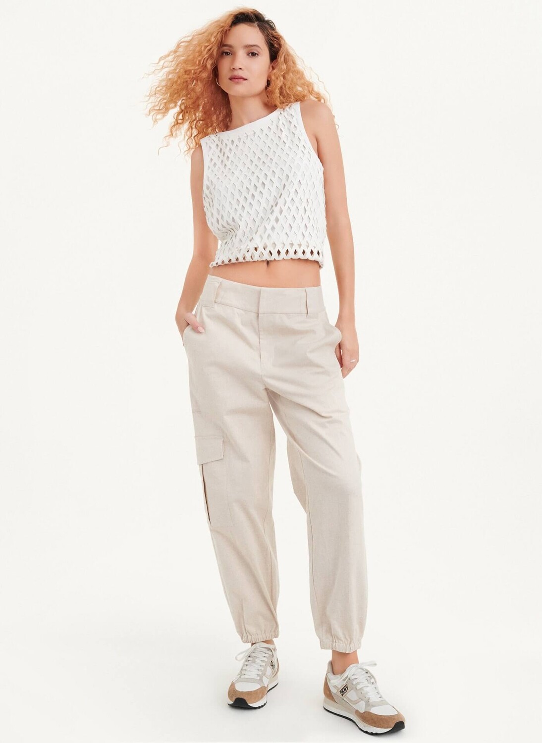 

Брюки DKNY Linen, кремовый, Бежевый