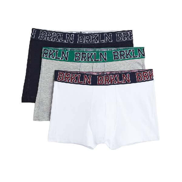 

Комплект трусов-боксеров H&M Cotton Boxer Shorts, 3 предмета, белый/серый/черный