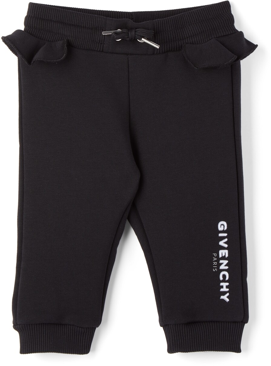 

Детские черные брюки для отдыха с оборками и логотипом Givenchy