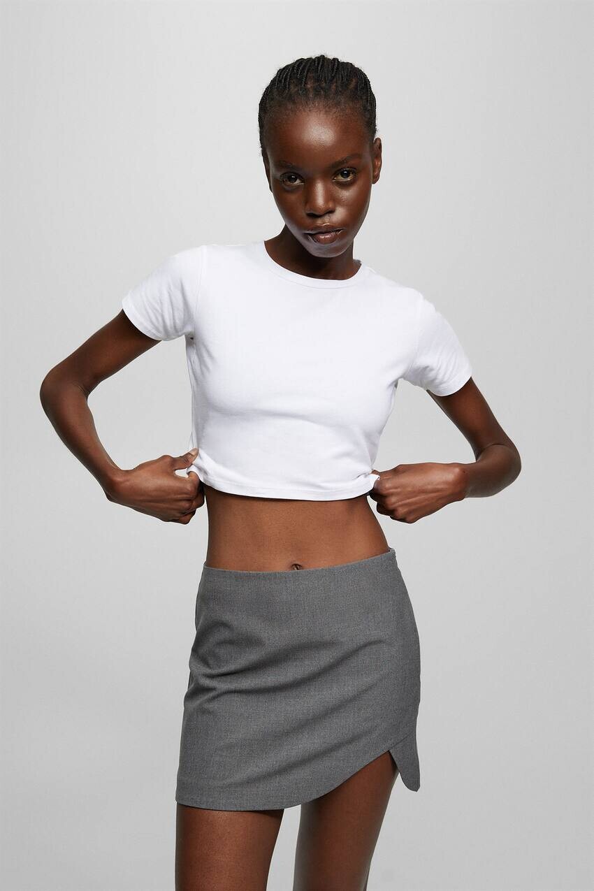 

Мини-юбка с волнистым разрезом Pull&Bear, серый