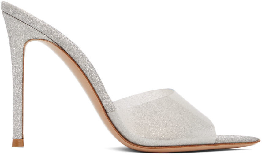 

Серебряные блестящие босоножки на каблуке Elle Gianvito Rossi