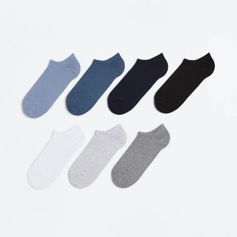 Комплект коротких носков H&M, 7 пар, серый/синий