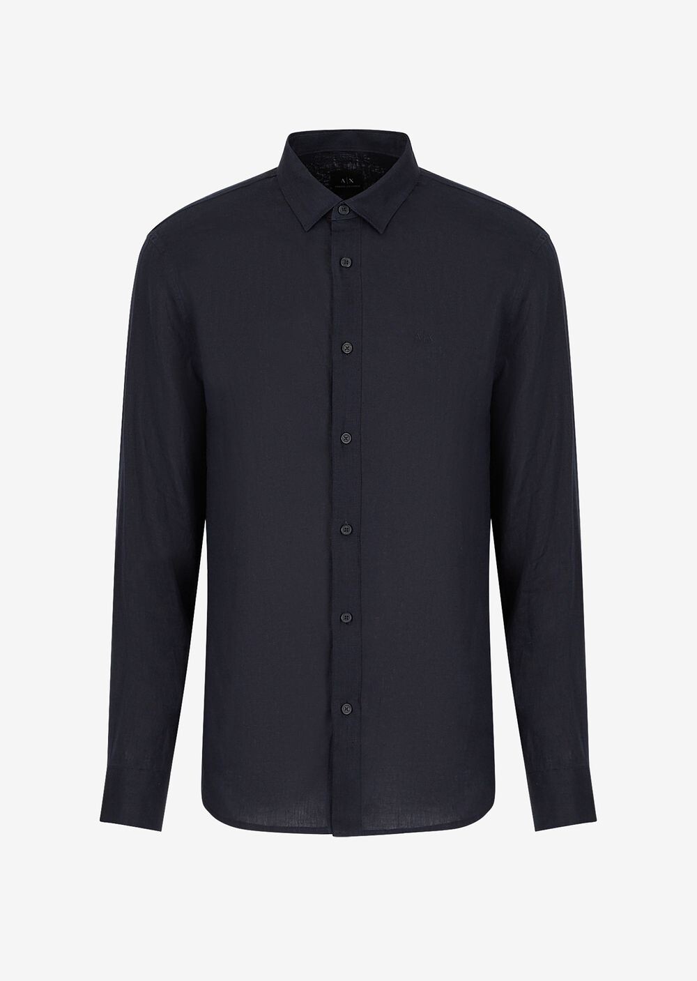 

Льняная рубашка классического кроя Armani Exchange, синий