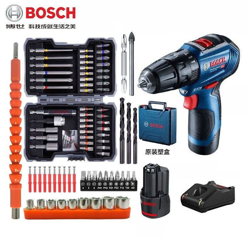 Дрель аккумуляторная Bosch GSB12V-30 + набор насадок/бит, аккумулятор, зарядное устрйоство