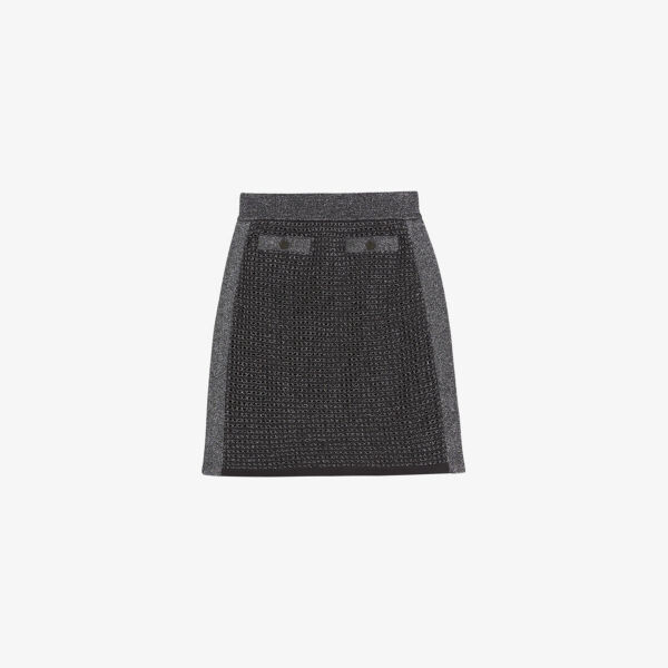 

Трикотажная мини-юбка sanniaa с высокой посадкой и эффектом металлик Ted Baker, цвет gunmetal