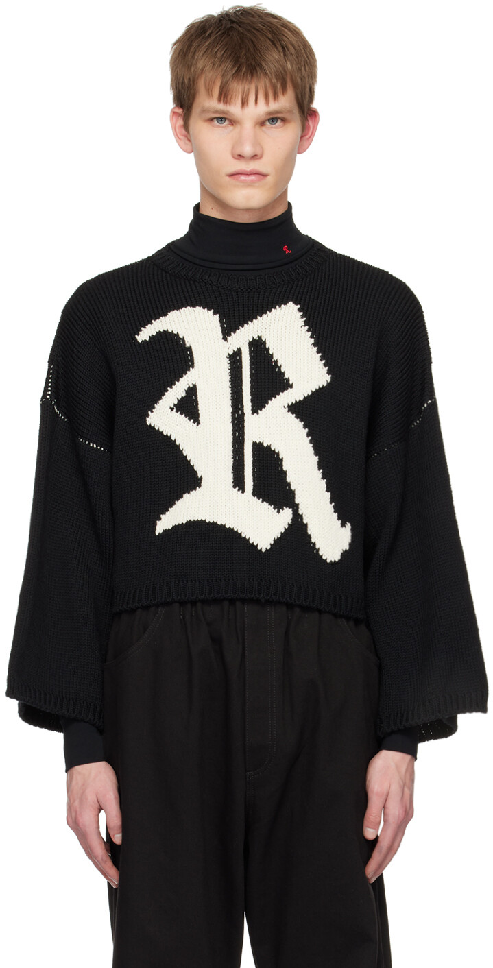 

Черный объемный свитер с буквой R Raf Simons