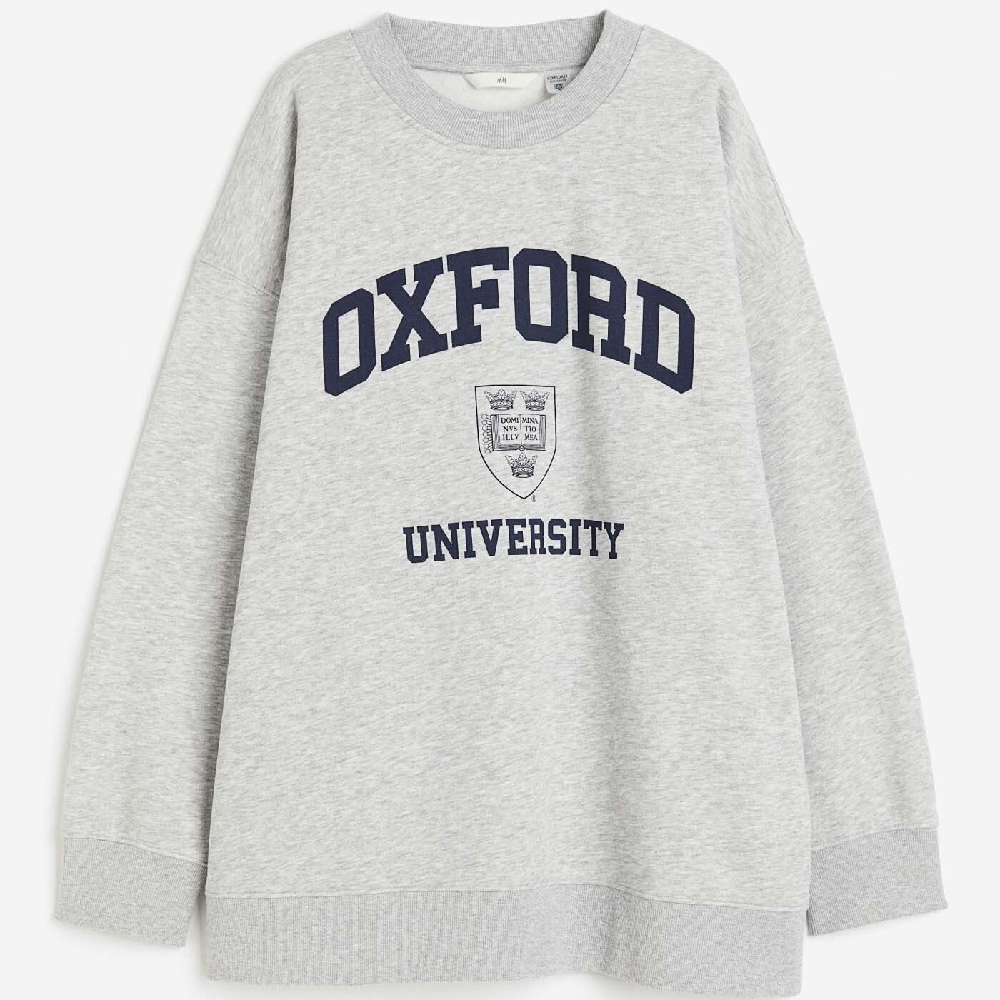 

Свитшот H&M Oxford University Oversized, серый