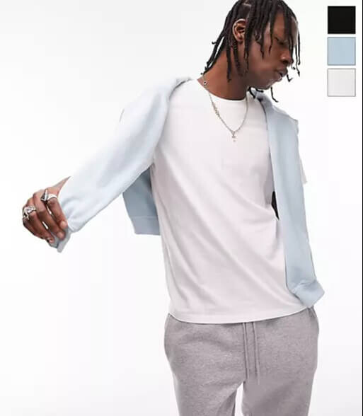 

Набор футболок Topman Classic Fit T-shirt, 3 предмета, белый/черный/голубой