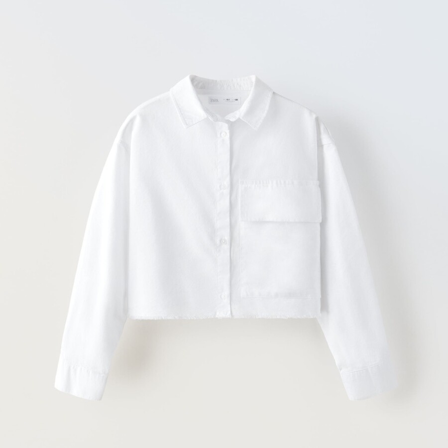 

Рубашка Zara Cropped Poplin, белый