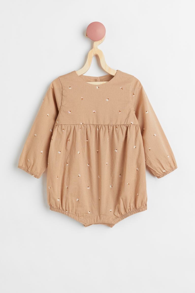 

Хлопковый комбинезон H&M, бежевый/цветы