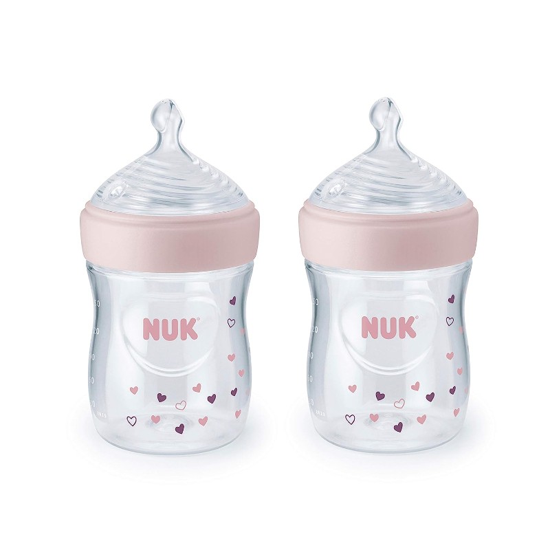 Бутылочки для кормления 2 шт. по 150 мл Nuk Simply Natural with SafeTemp, розовый