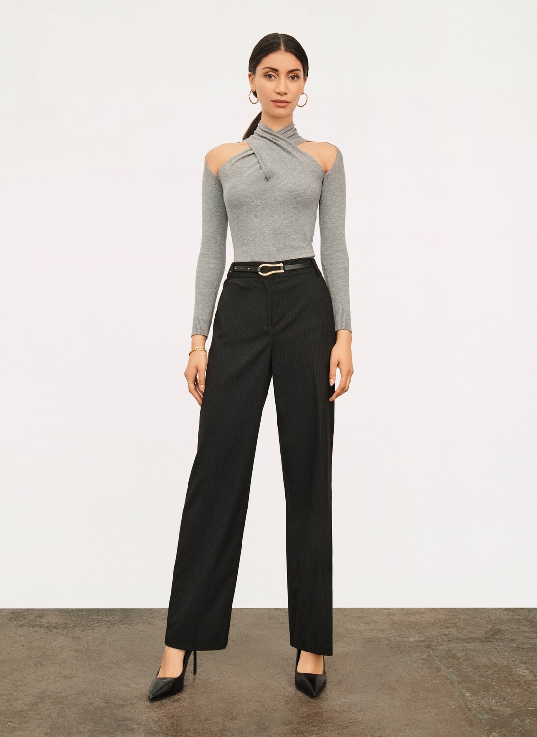 

Брюки прямые в полоску Donna Karan, Черный