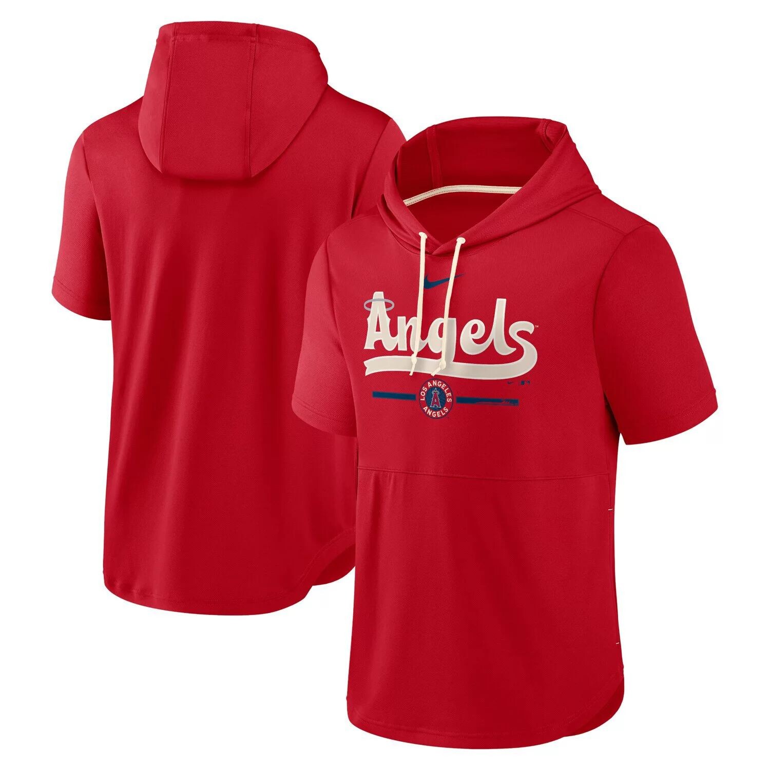 

Мужской красный пуловер с капюшоном Los Angeles Angels City Connect с короткими рукавами Nike