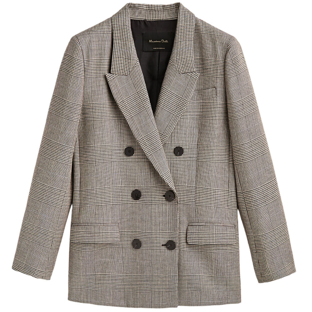 

Пиджак Massimo Dutti Double-breasted Check, коричневый