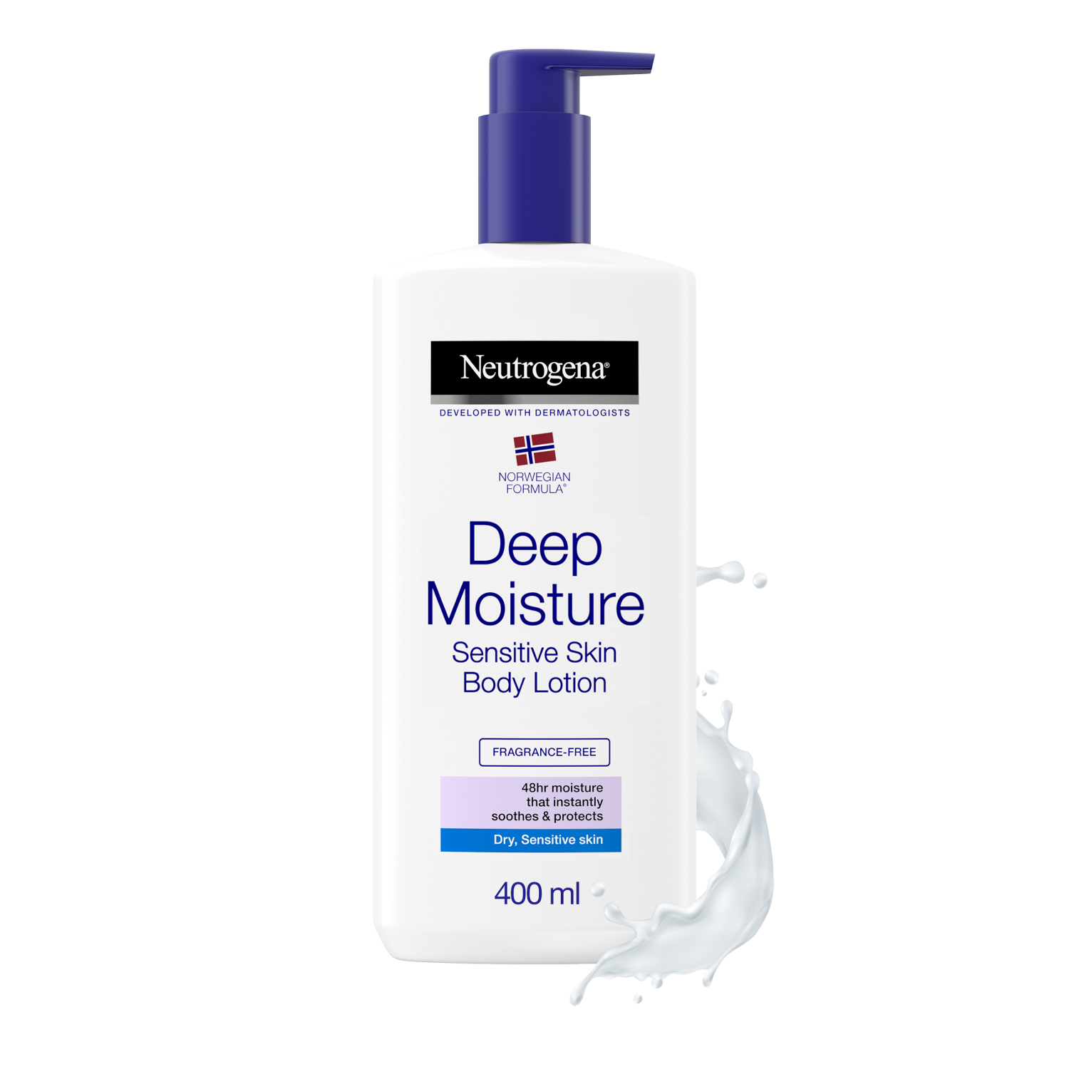 Neutrogena Deep Moisture Sensitive глубоко увлажняющая эмульсия для сухой и чувствительной кожи, 400 мл - фото