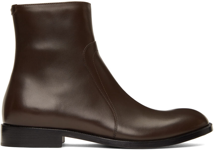 

Коричневые кожаные ботинки на молнии Maison Margiela