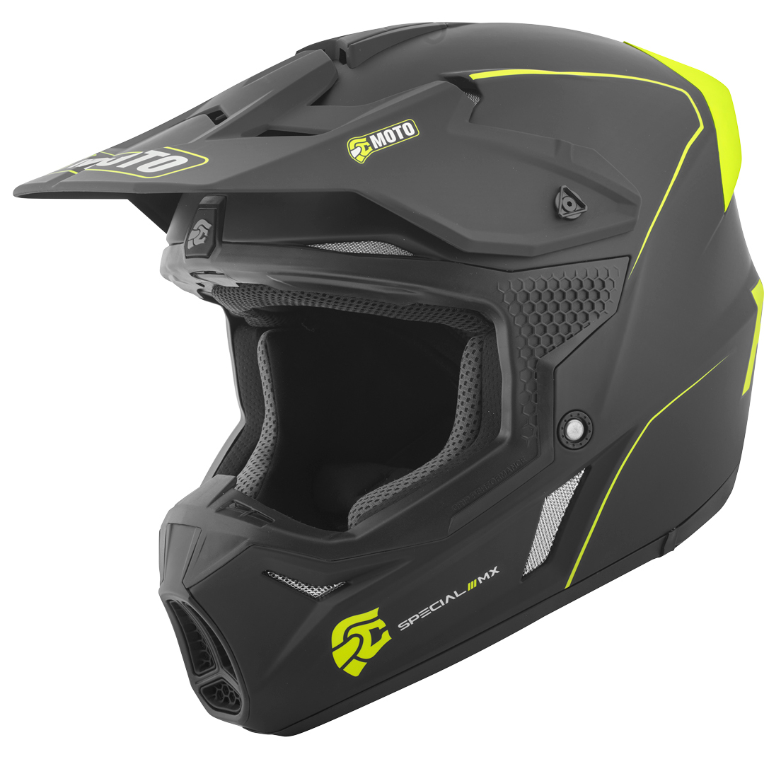 Шлем FC-Moto Merkur Straight для мотокросса, черный/желтый шлем для мотокросса blade race div fxr черный желтый красный