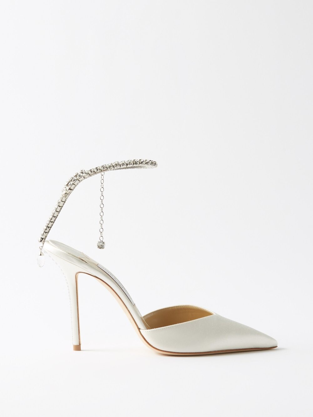 

Атласные туфли saeda 100 с кристаллами Jimmy Choo, белый
