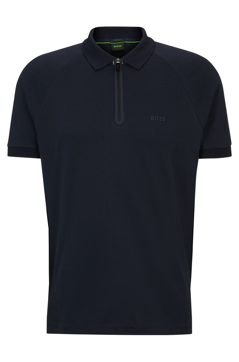 

Футболка поло Boss Interlock-cotton Regular-fit With Zip Placket, темно-синий