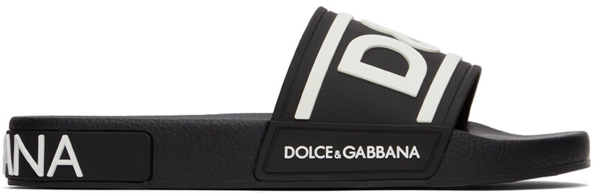 

Черные пляжные шлепанцы с логотипом Dolce & Gabbana