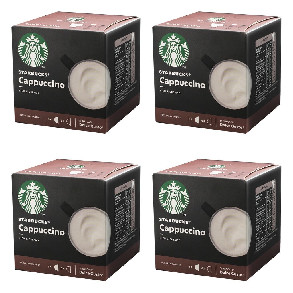 

Nescafé Dolce Gusto Starbucks Cappuccino, набор из 4 шт., кофейный напиток, кофе, сливочный, кофейная капсула, жареный кофе, 4 x 12 капсул Nestlé