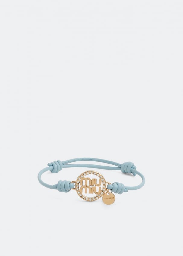 

Браслет MIU MIU Logo leather and metal bracelet, синий