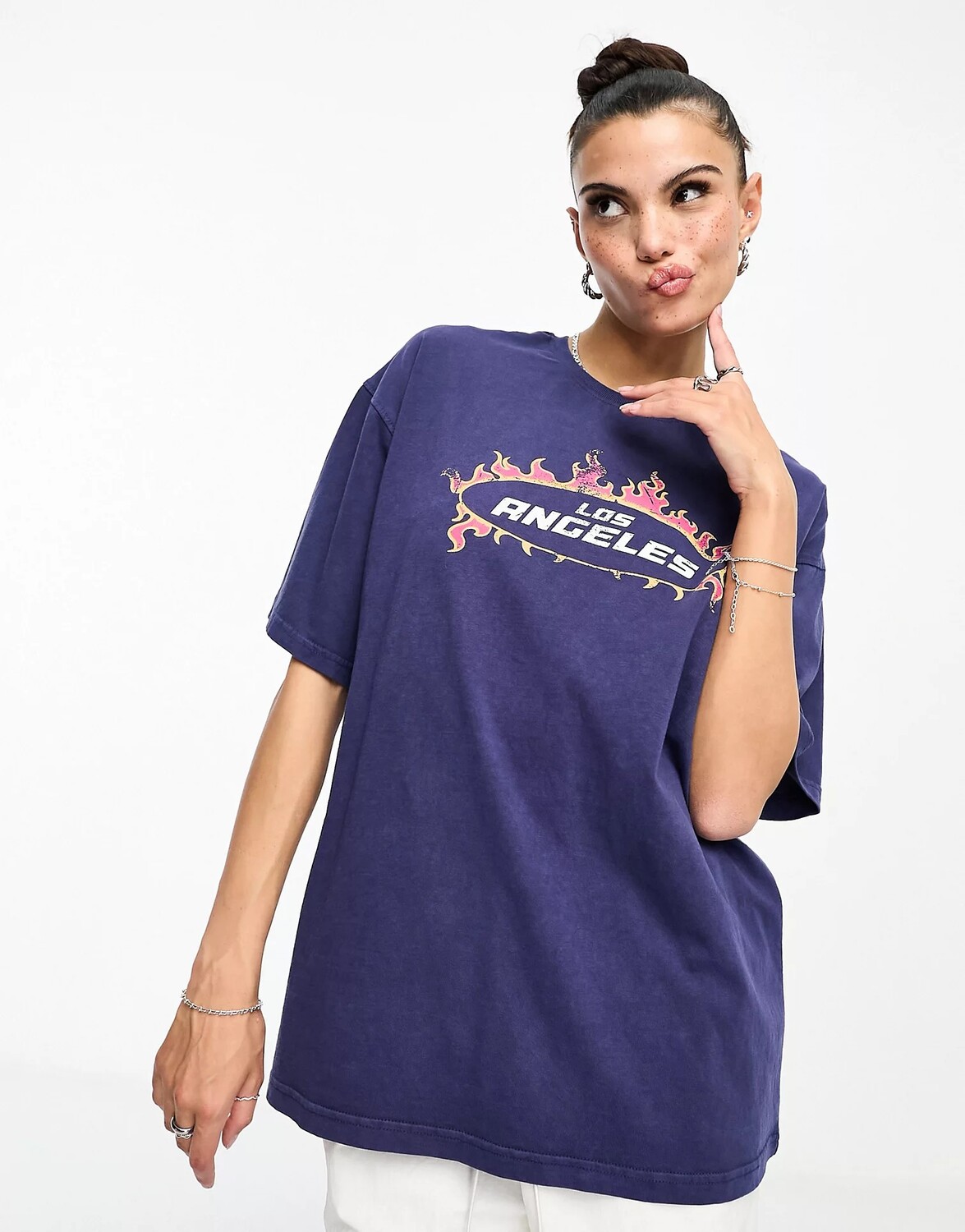 

Футболка Daisy Street Relaxed With Los Angeles Graphic, темно-синий
