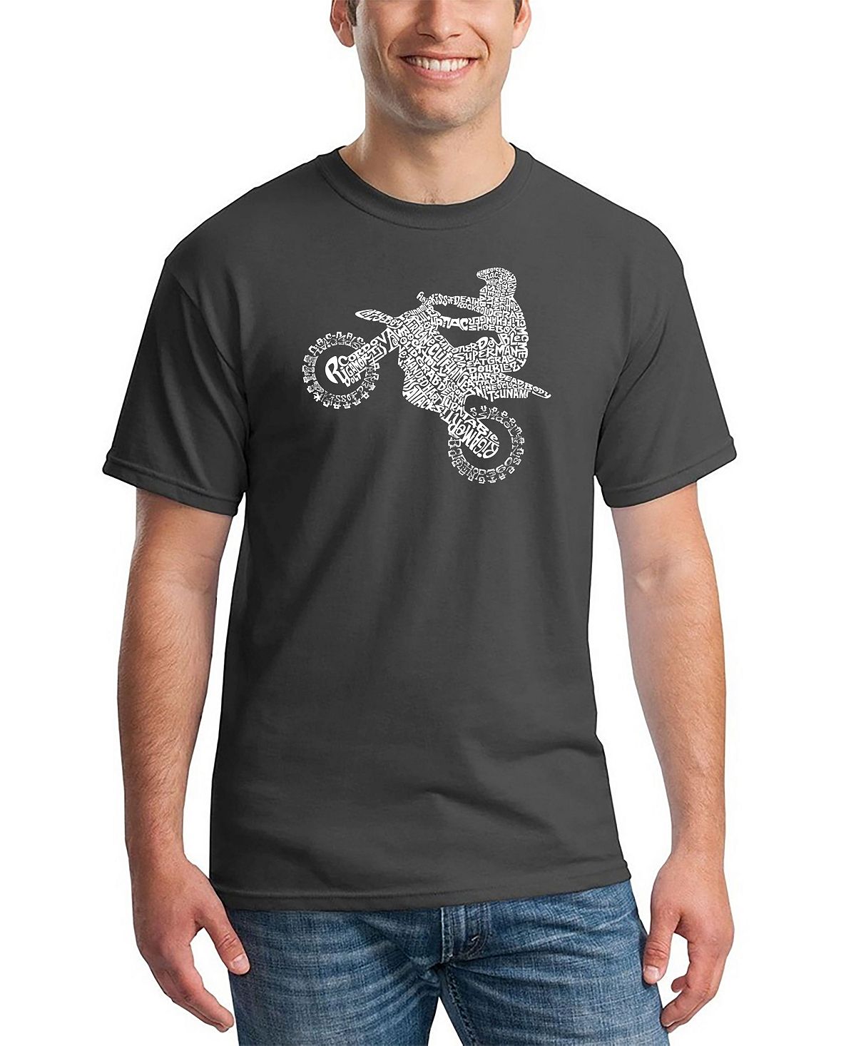 Мужской фристайл-мотокросс - футболка fmx word art LA Pop Art, серый