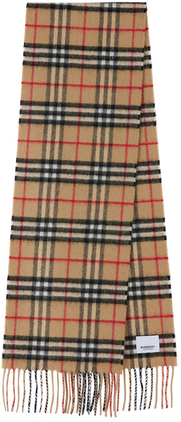 

Детский бежевый шарф в клетку 'The Mini' Burberry