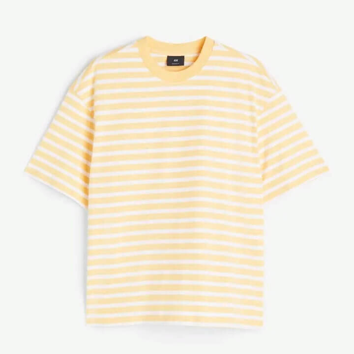 

Футболка в полоску H&M Relaxed Fit Cotton, желтый/белый