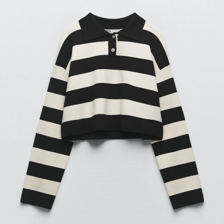 

Cвитер Zara Cropped Striped Knit, полосатый