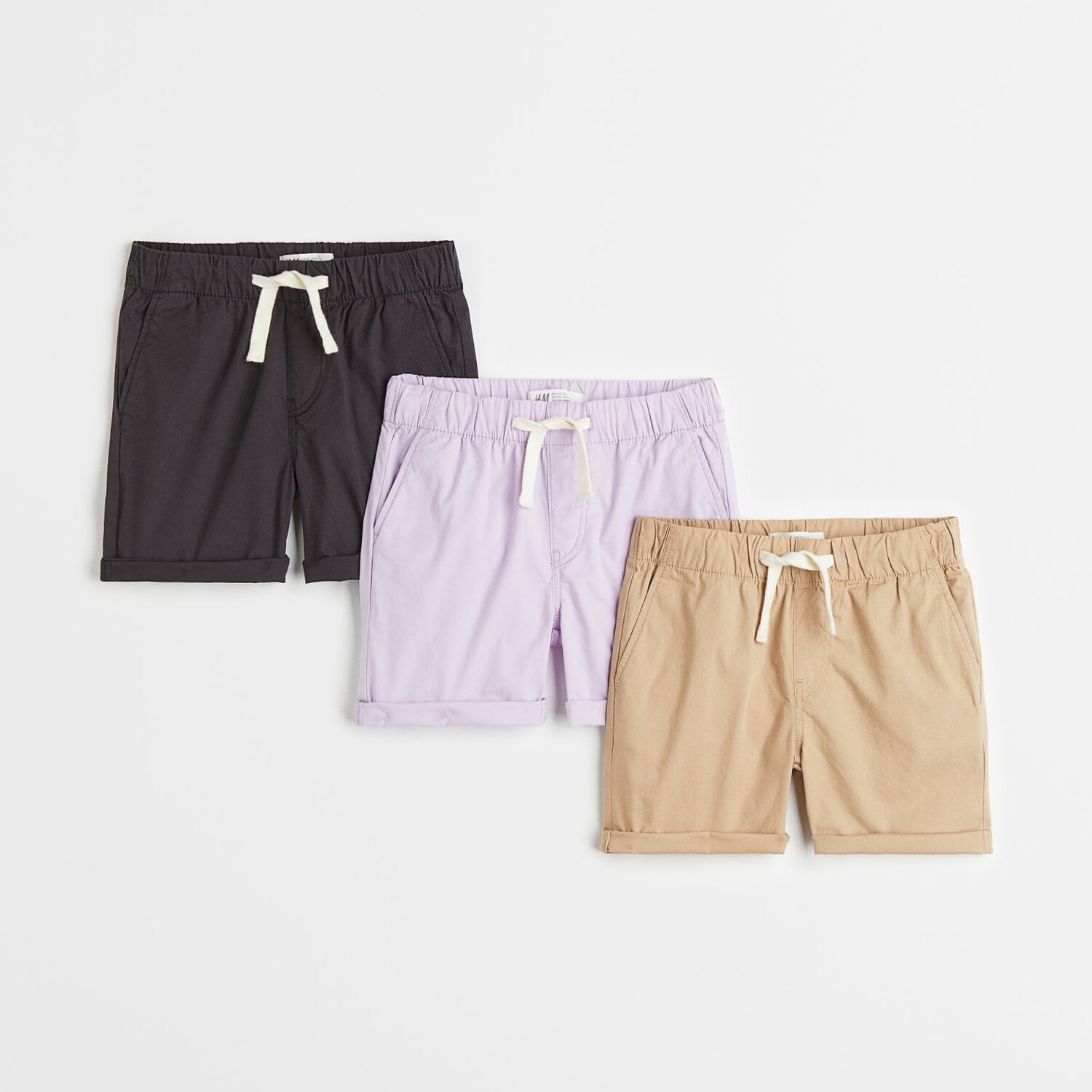 

3 пары хлопковых шорт H&M, темно-серый/фиолетовый/бежевый