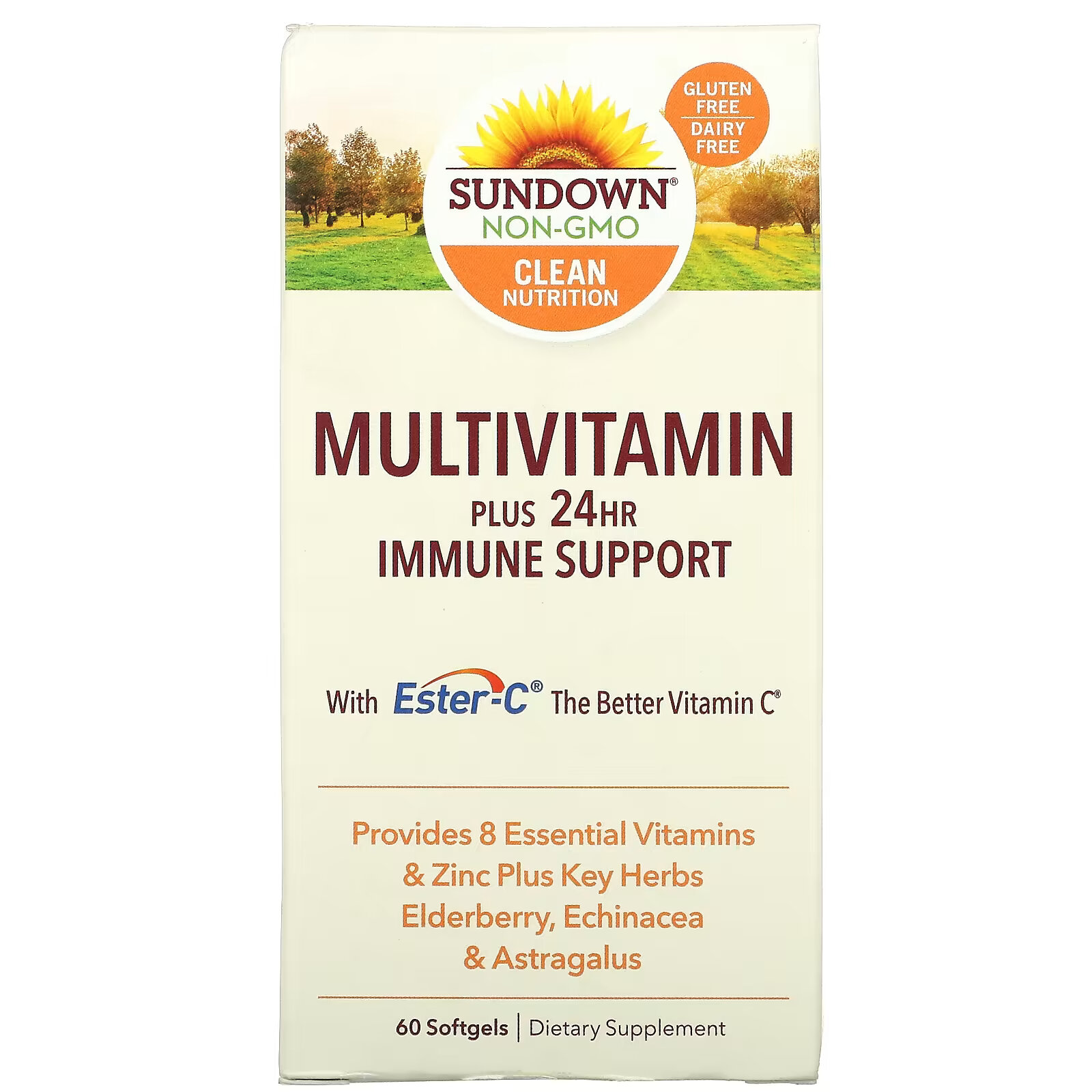 Sundown Naturals, Мультивитамины, поддержка иммунитета в течение 24 часов, 60 мягких таблеток