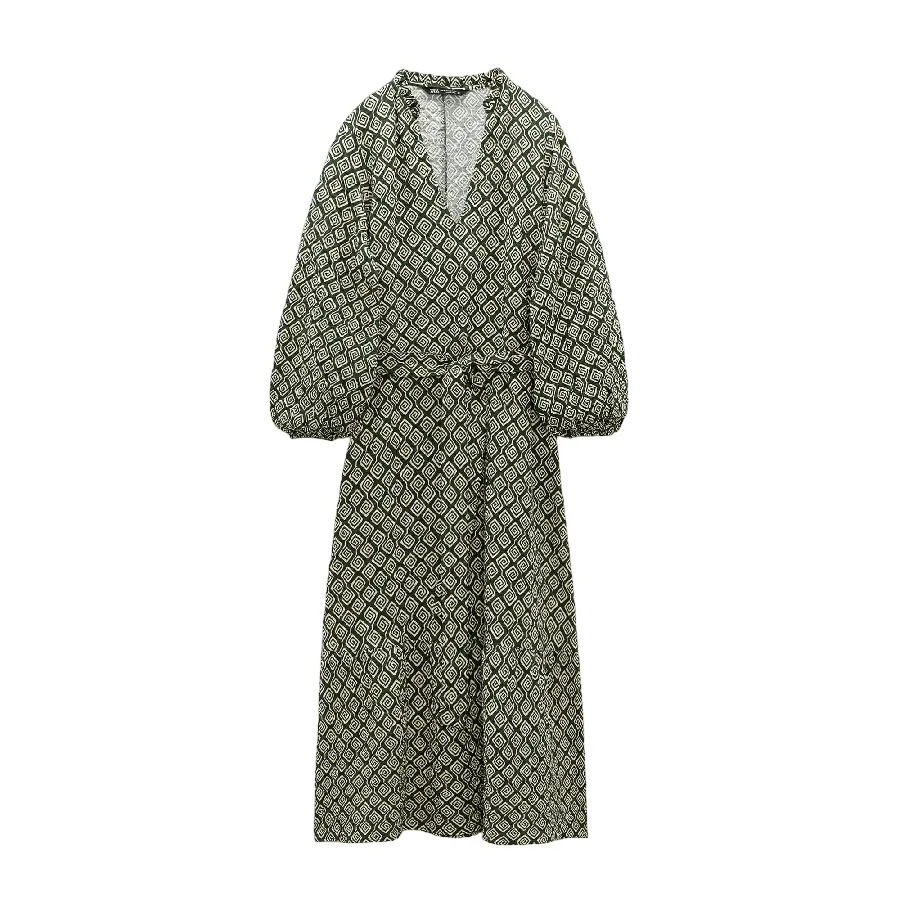 

Платье Zara Geometric Print, экрю/зеленый