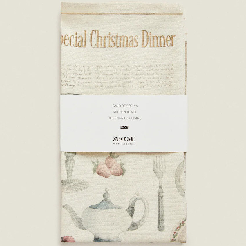 

Комплект полотенец Zara Home Cotton Christmas Dinner Tea, 2 предмета, кремовый/мультиколор