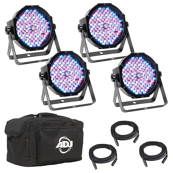 

American DJ Mega Flat Pak Plus: 4 светодиодных прожектора Mega Par Profile Plus с кабелями и сумкой для переноски MEG555