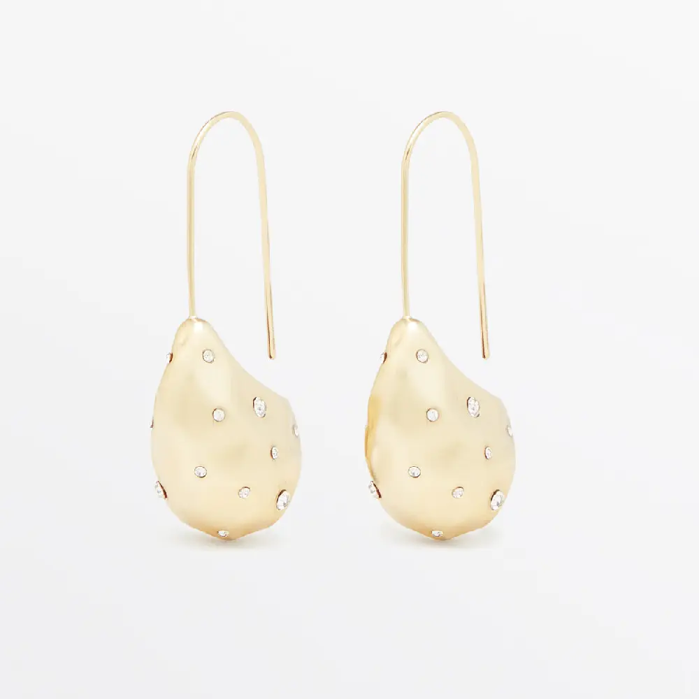 

Серьги Massimo Dutti Rhinestone-encrusted Droplet, золотистый