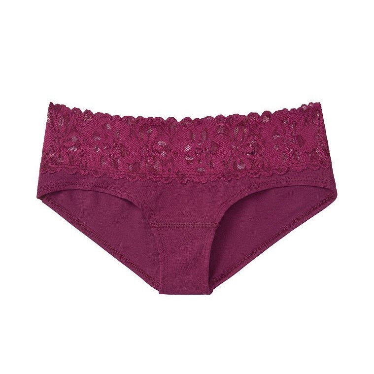 

Трусы Victoria's Secret Lace Waist Cotton Hiphugger, бордовый