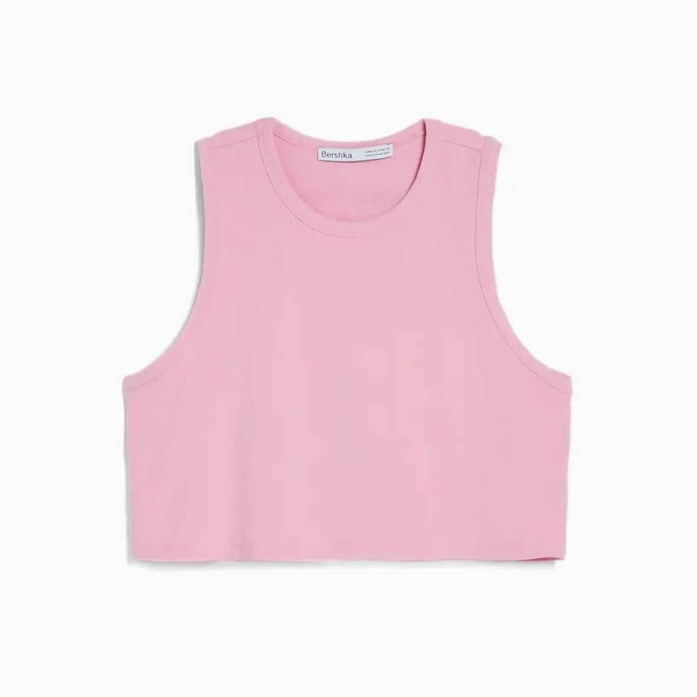 

Топ Bershka Sleeveless T-shirt, розовый